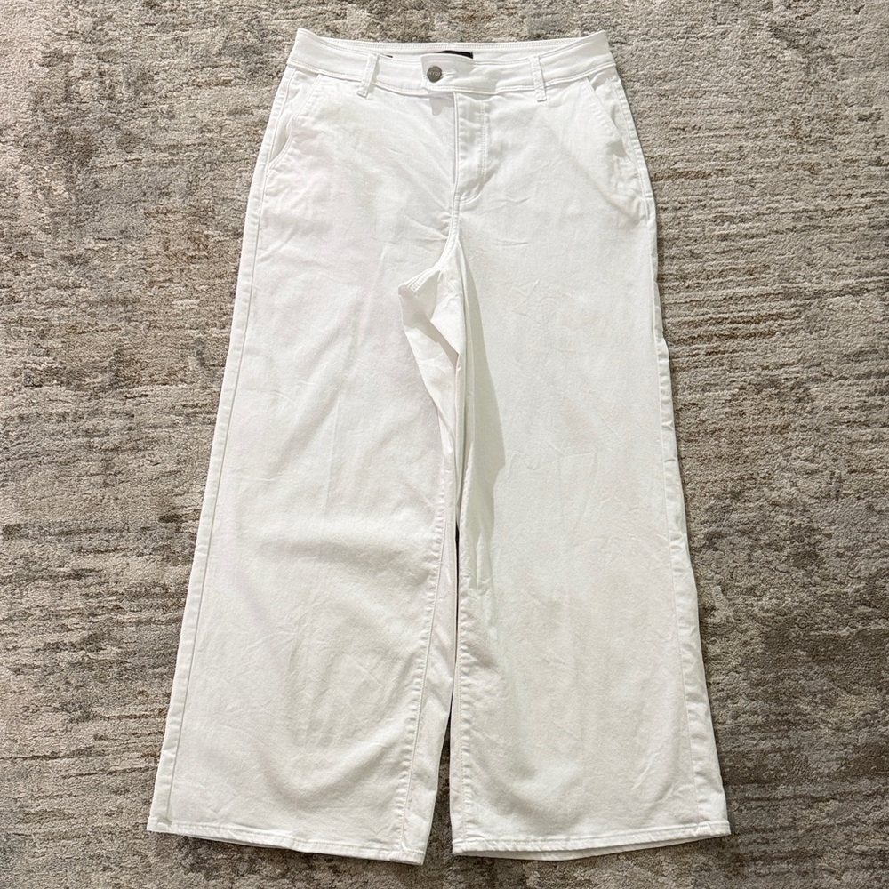 NYDJ High Rise Mona Wide-Leg Ankle Trouser Optic White Women Sz 4 Stretch Pants - Picture 2 of 11